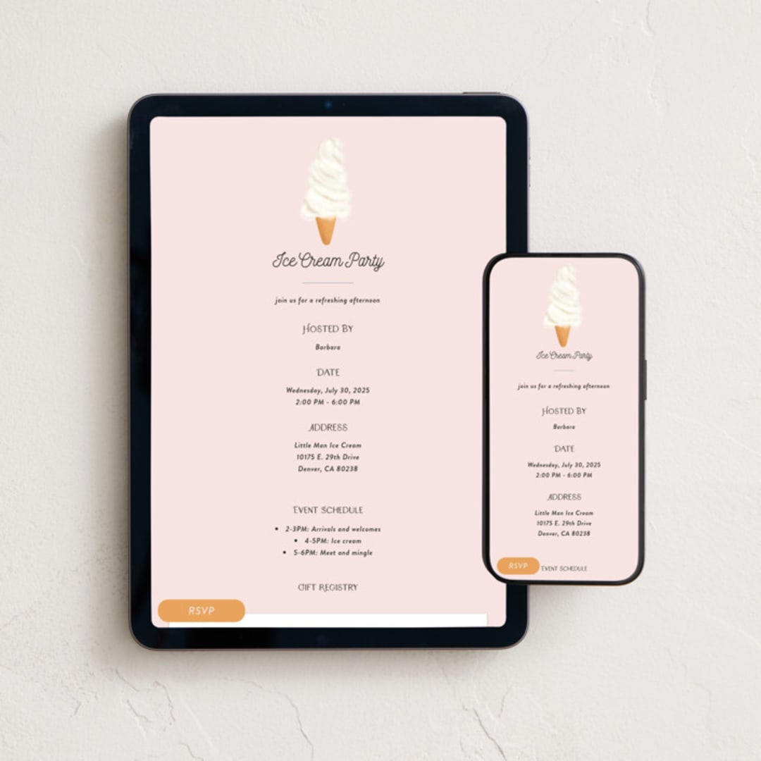 "Gelato" - Online Party Invitations in Cotton Candy by Gwen Bedat - Mobile + desktop layout