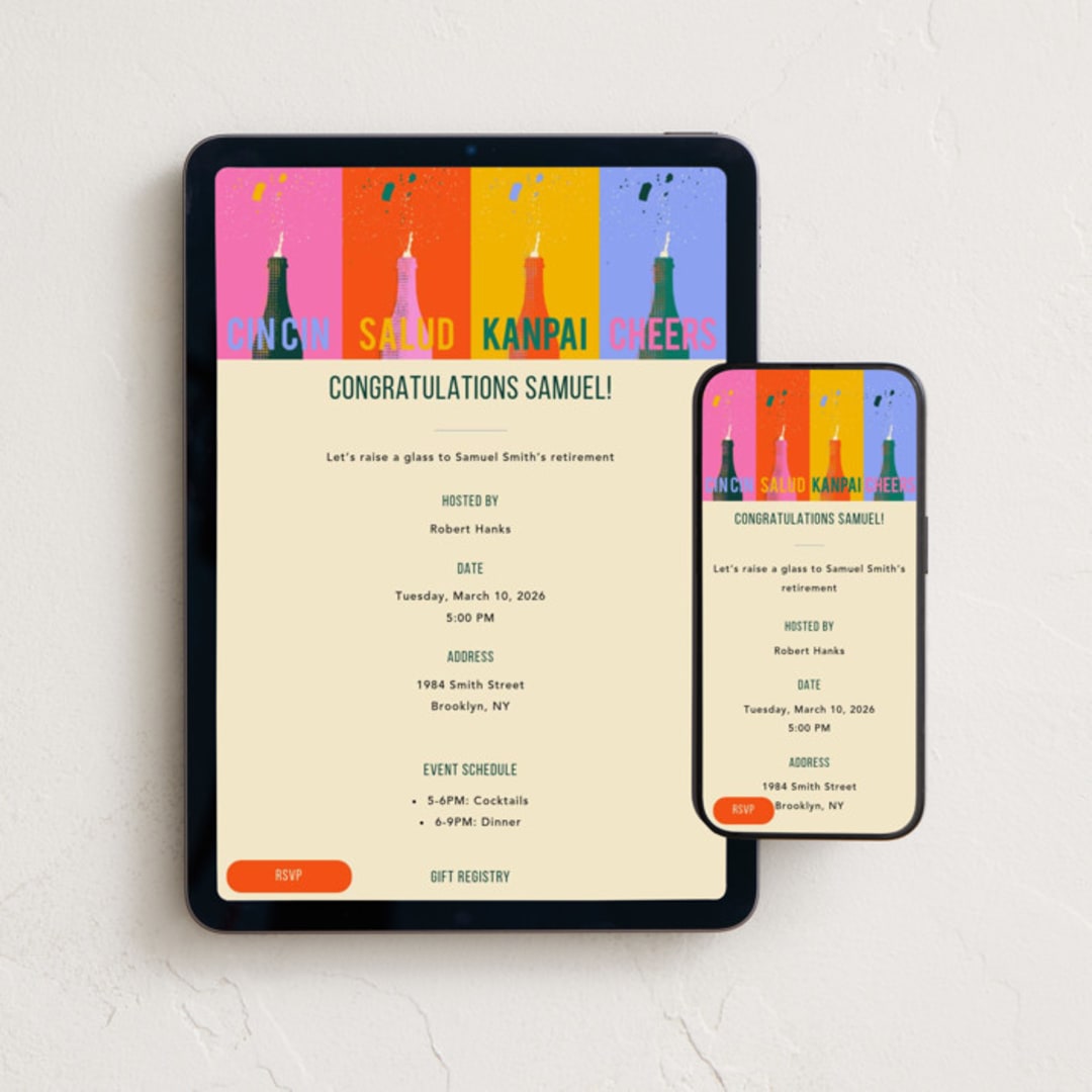 "Pop" - Online Party Invitations in Confetti Fizz by Kelsey Mucci - Mobile + desktop layout