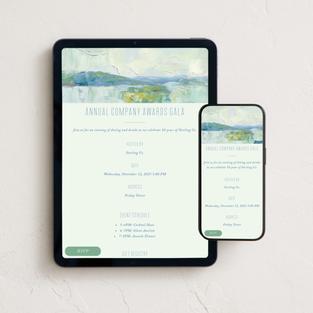 "Meadow Lake" - Online Party Invitations in Spearmint by Holly Whitcomb - Mobile + desktop layout