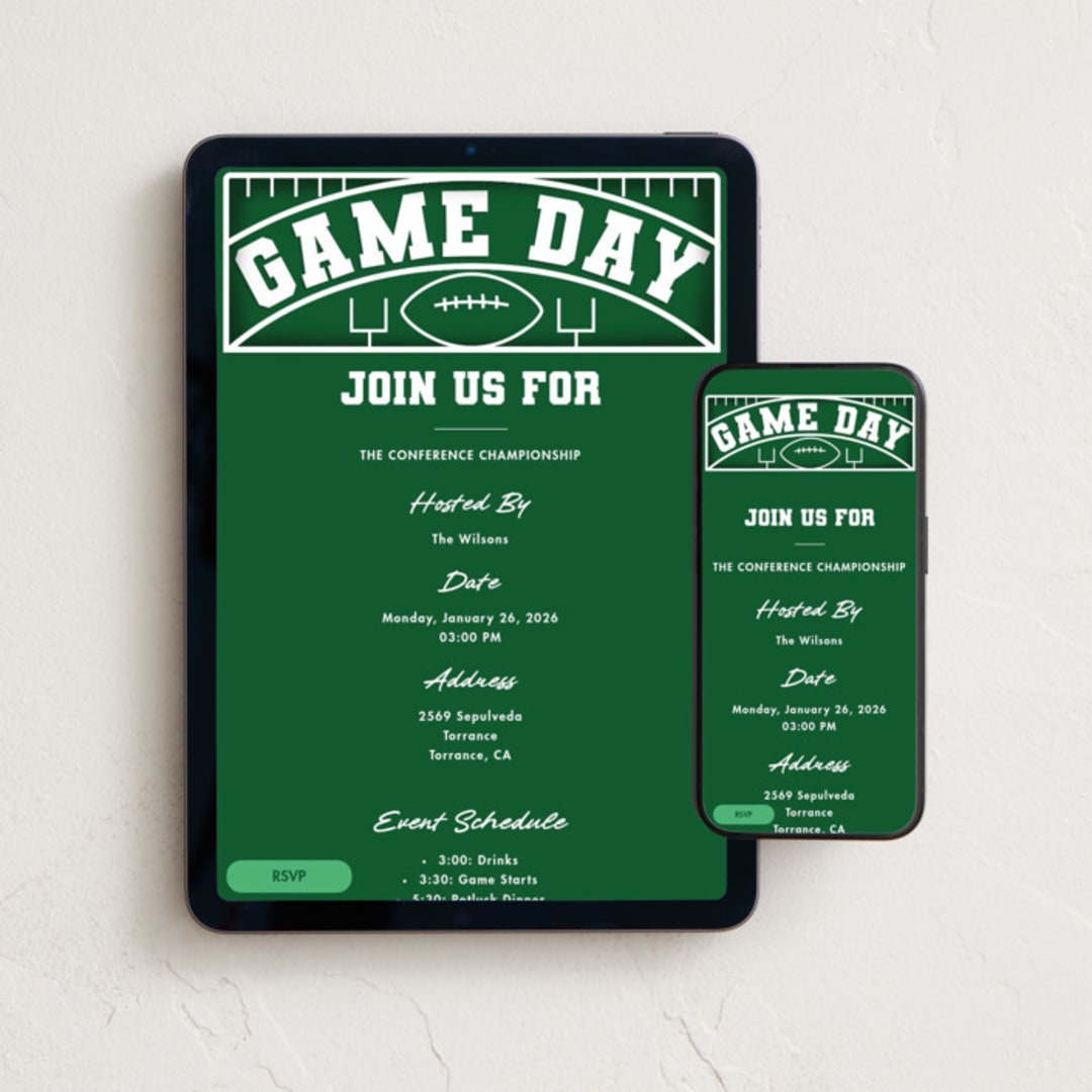 "The Big Game" - Online Party Invitations in Grass by Becky Nimoy - Mobile + desktop layout