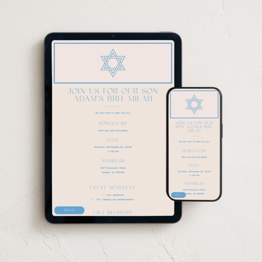 "Racquet" - Online Religious Milestone Invitations in Bluebell by Megan Davis - Mobile + desktop layout