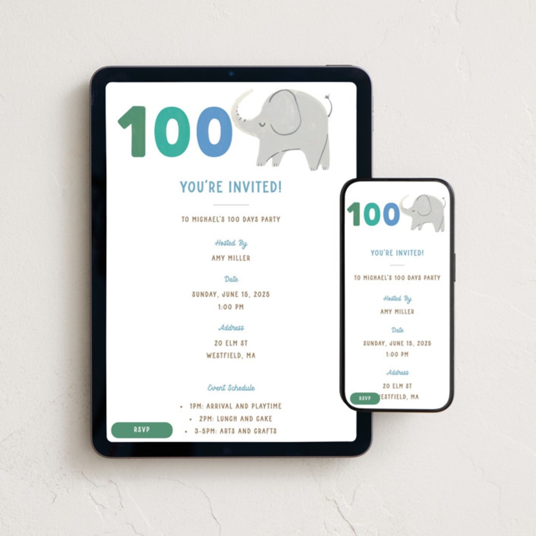 "Cute Elephant" - Online Religious Milestone Invitations in Frost by Teju Reval - Mobile + desktop layout