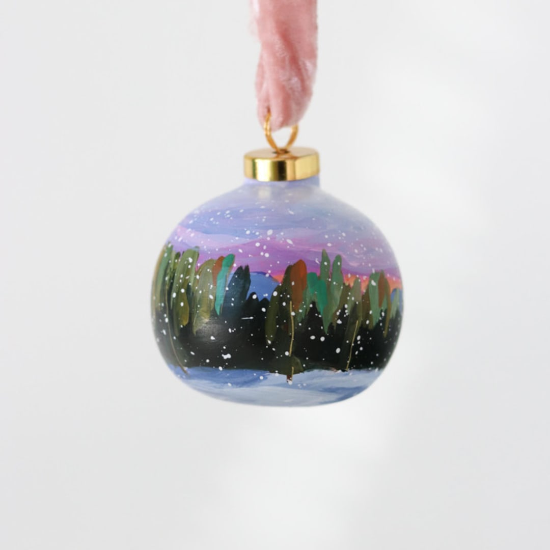"Winter Pine Sunset Ornament - 14" - Ornaments in multicolor by Weronika Zubek