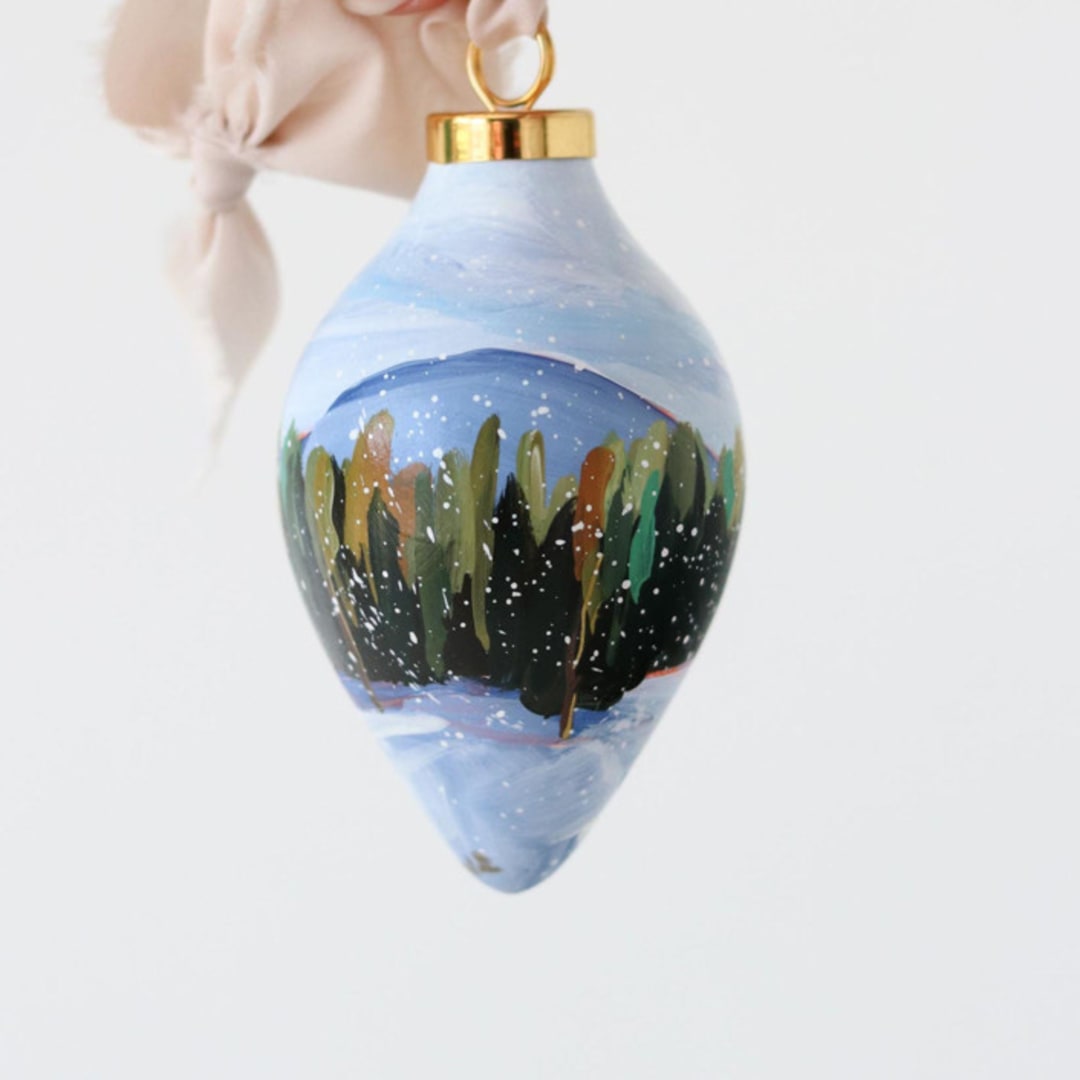 "Snowy Pines Ornament - 29" - Ornaments in green by Weronika Zubek