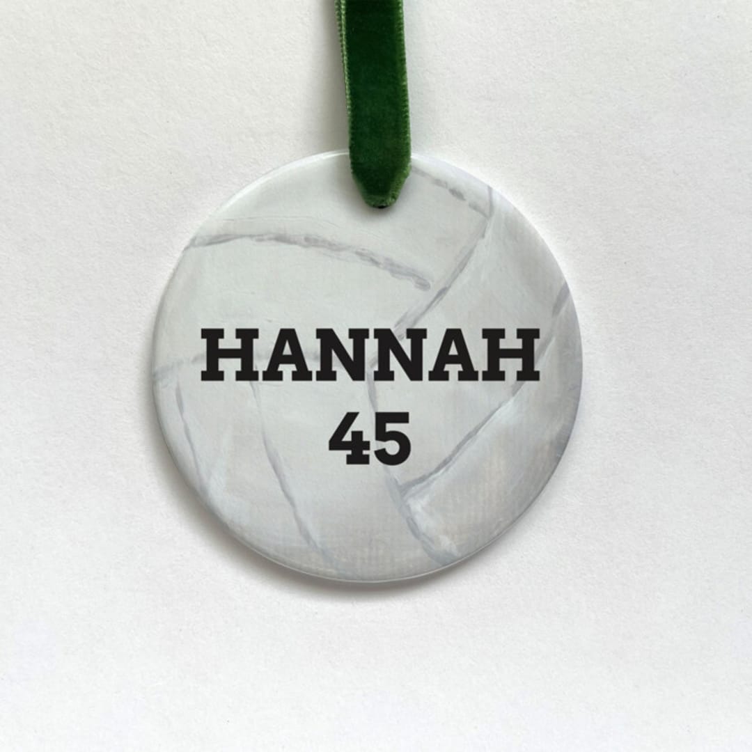 "Personalized Volleyball Ceramic Ornament" - Ornaments in white by Holly Whitcomb
