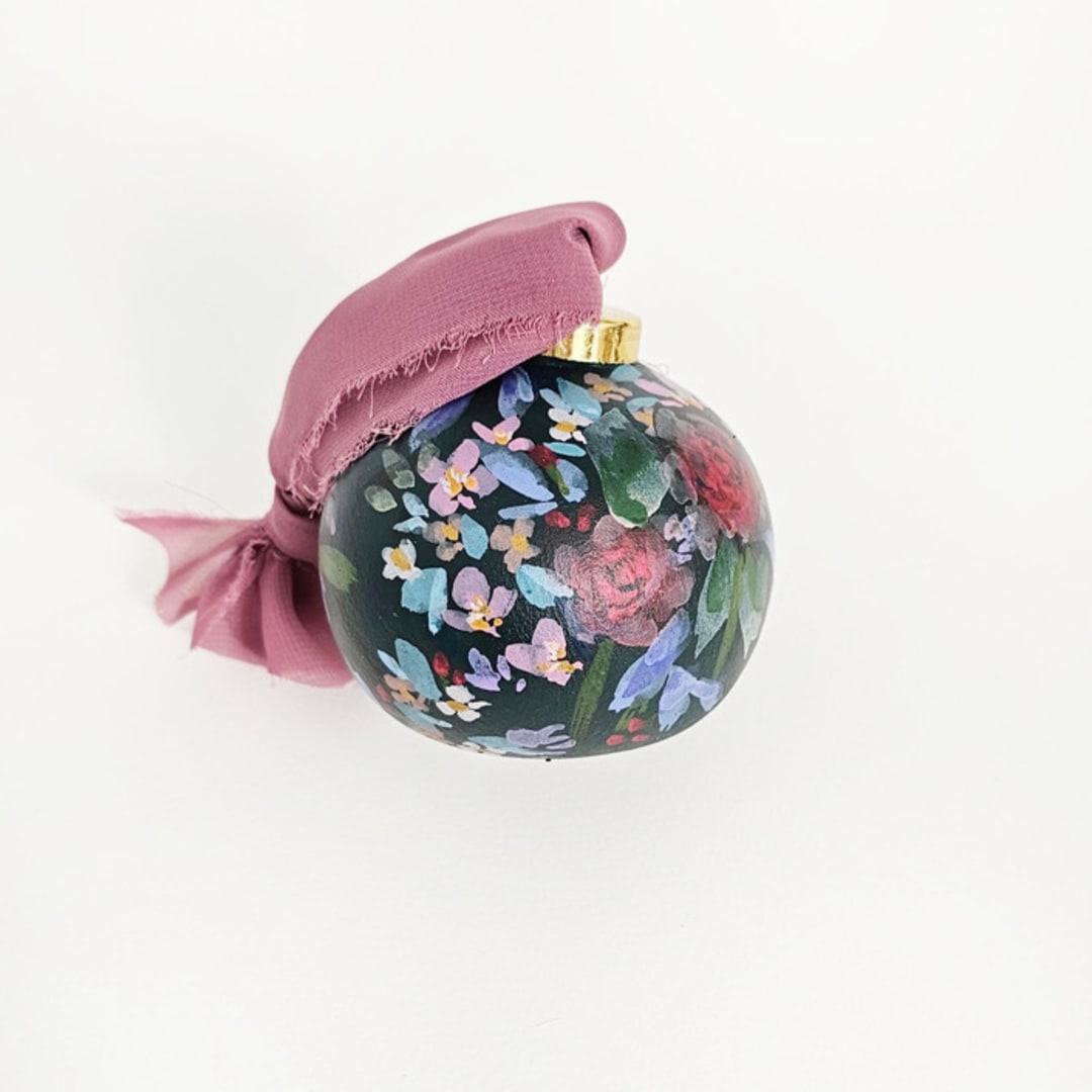 "Navy Floral Ornament" - Ornaments in blue by Kate Nelson