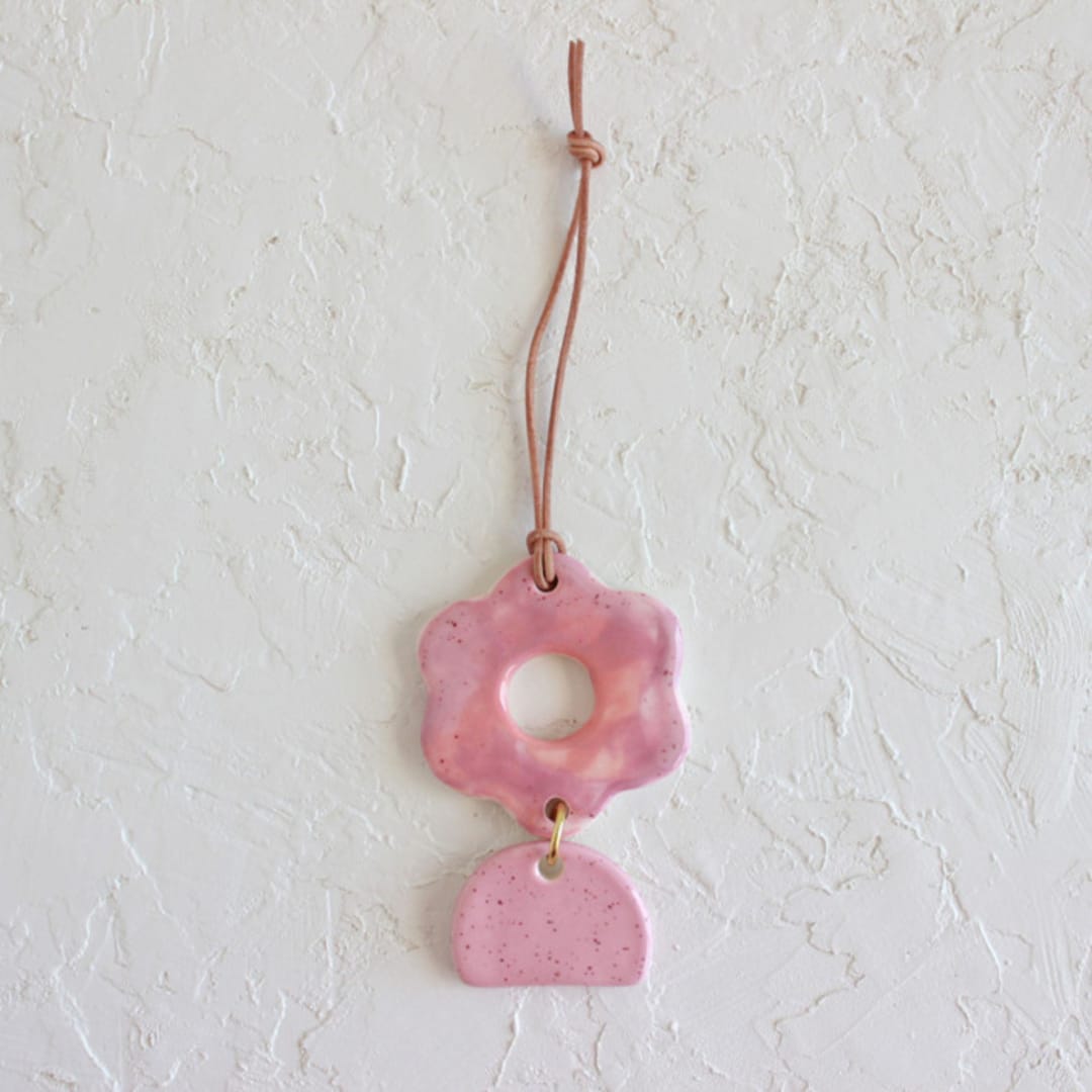 "Abstract Flower Mini Wall Hanging/Ornament" - Ornaments in pink by Quiet Clementine