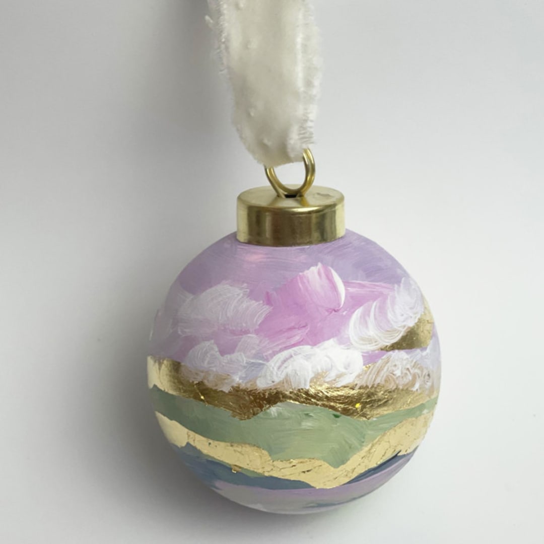 "Nature Heals - Ceramic Painted Christmas Ornament" - Ornaments in pink by Johanne Dziemian