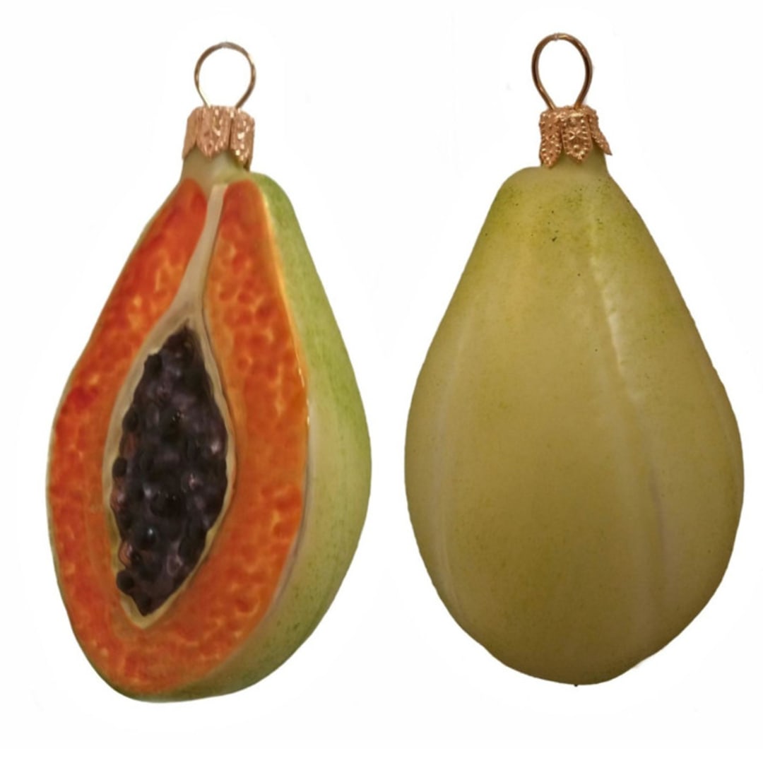 "Papaya Polish Mouth Blown Glass Christmas Ornament Set of 2" - Ornaments in multicolor by Pinnacle Peak Trading Company