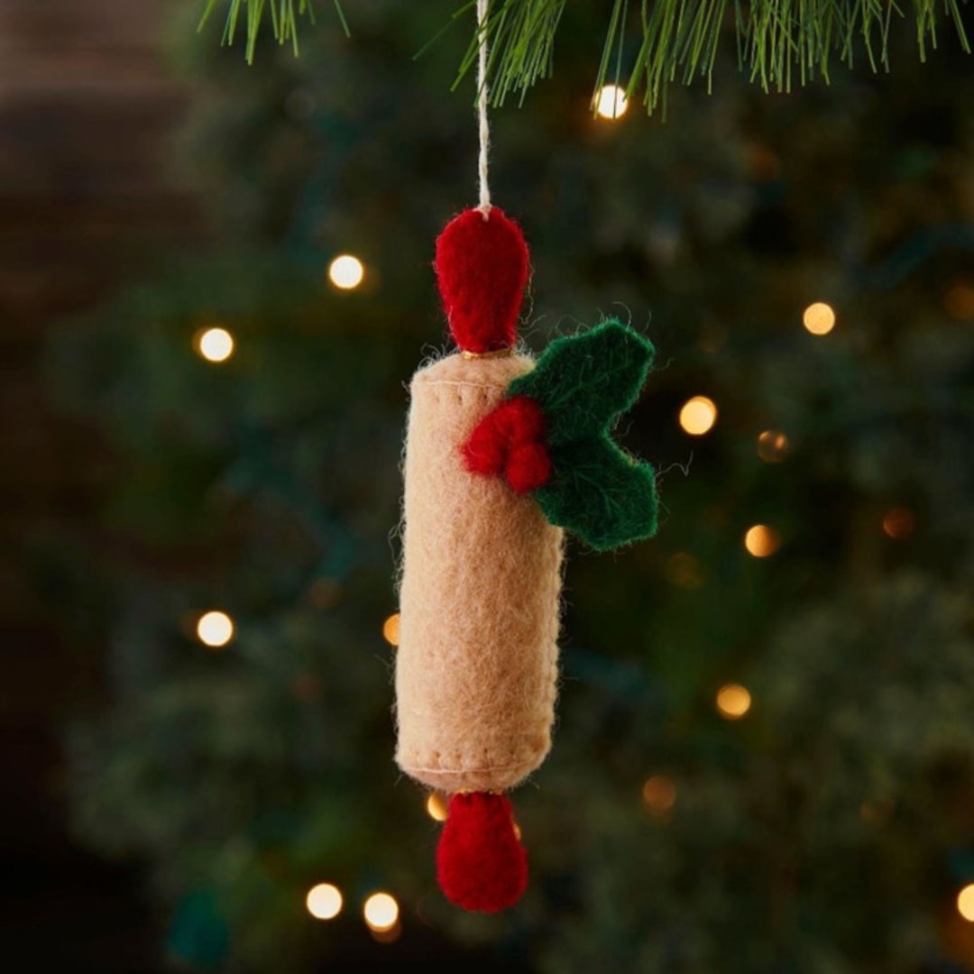 "Felt Holiday Rolling Pin Ornament" - Ornaments in brown by Aahlada Chennupati