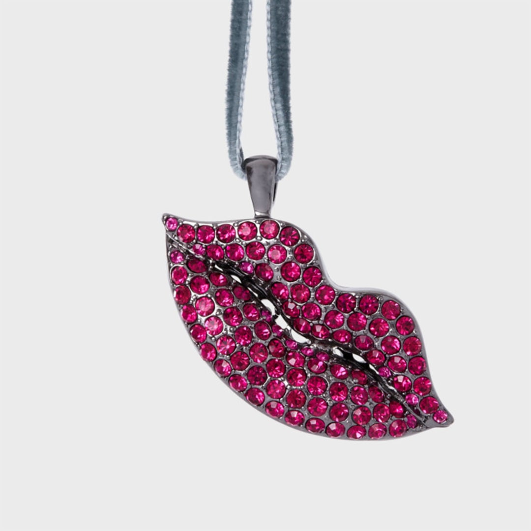 "Sparkle lips hanging ornament, hot pink" - Ornaments in pink by Joanna Buchanan