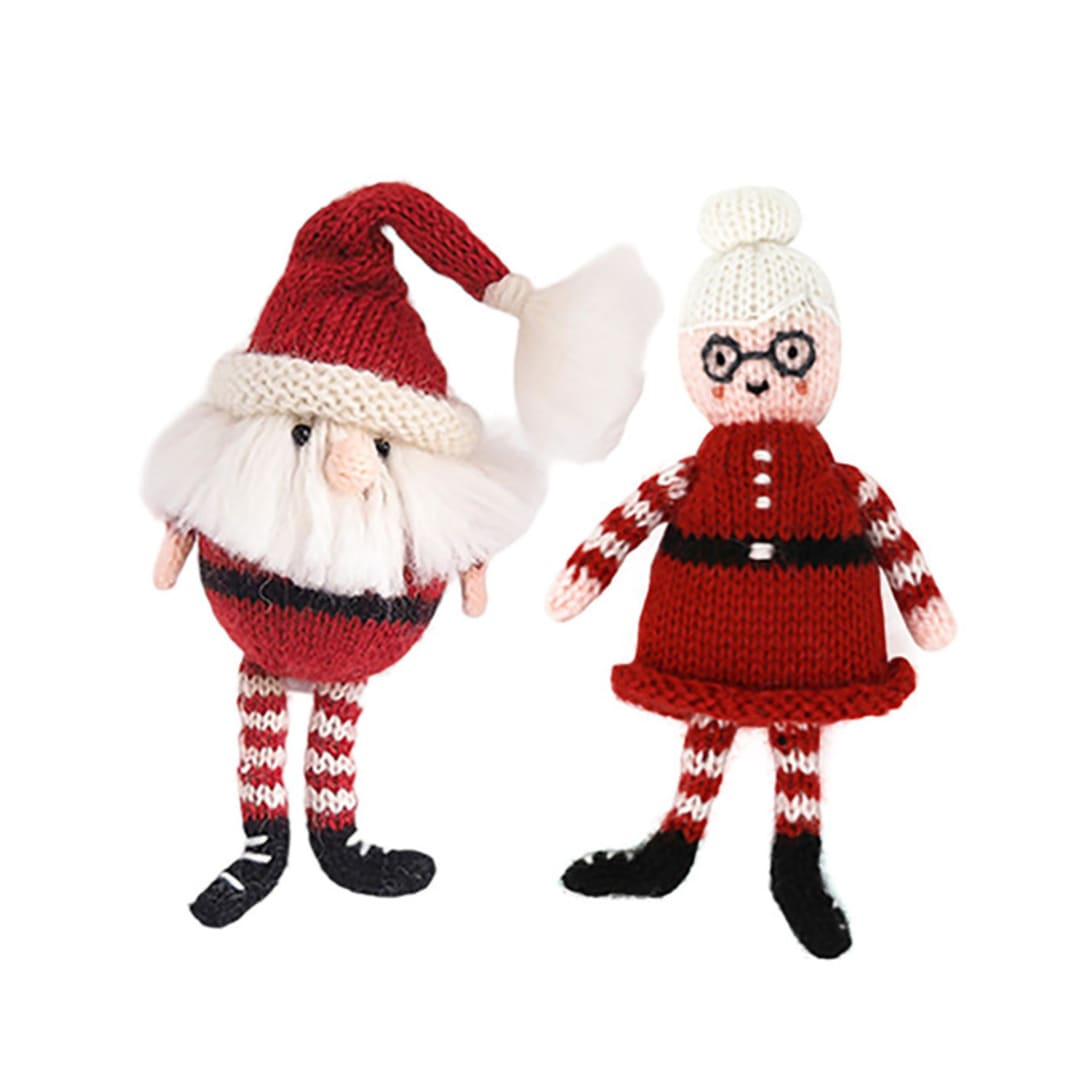 "Mr & Mrs Claus Ornaments, set of 2" - Ornaments in red by Melange Collection