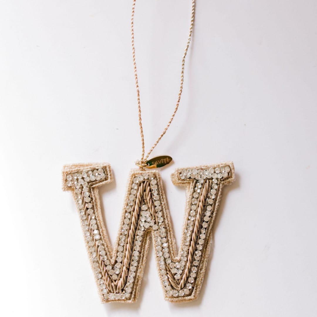 "Personalized Handmade Letter Ornament - Small W" - Ornaments in silver by Courtney Bedi