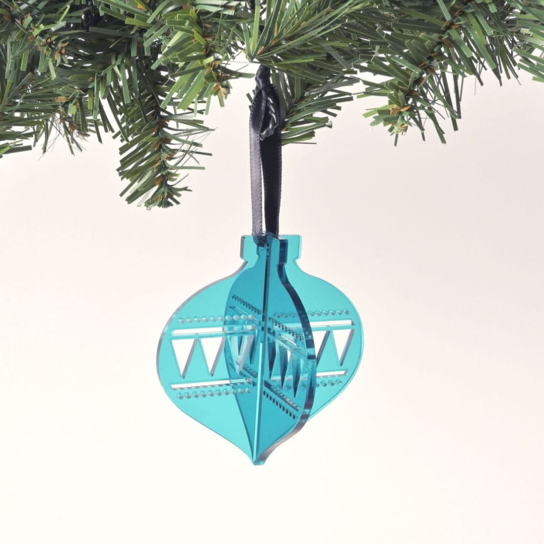 "Acrylic Christmas Ornament, Transparent Teal" - Ornaments in blue by Em and Me Studio