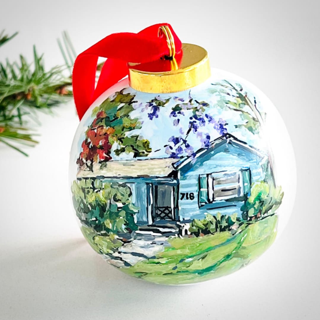 "Hand-painted Custom ornament" - Ornaments in white by Arohika Verma
