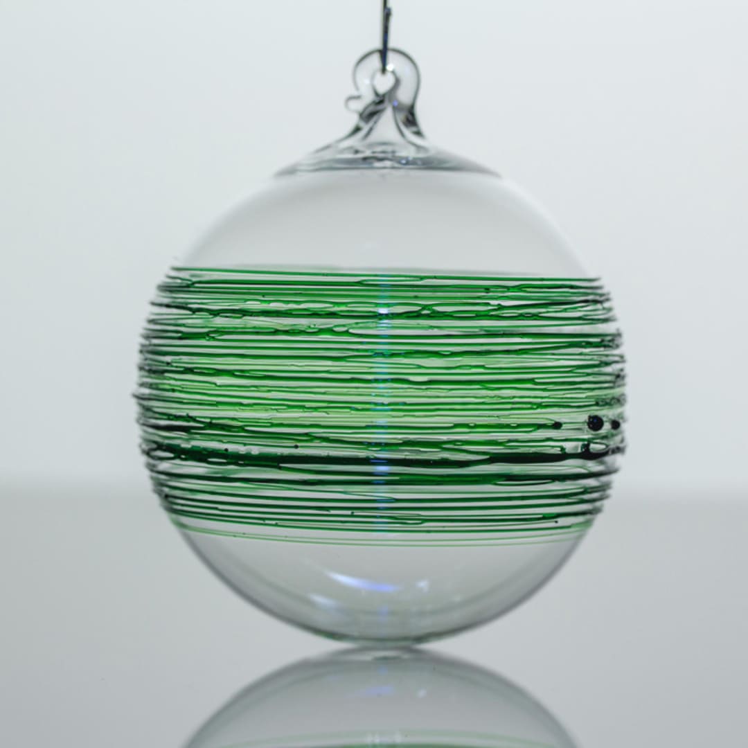"Green Wrapped Ornament" - Ornaments in green by Albrecht Art Glass