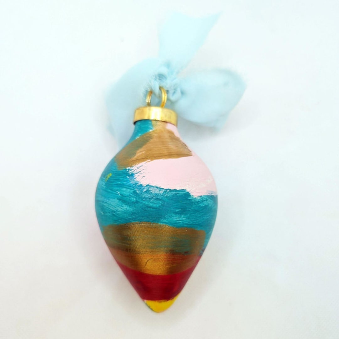 "Multicolor Abstract Hand Painted Christmas Ornament" - Ornaments in multicolor by The Savage Label