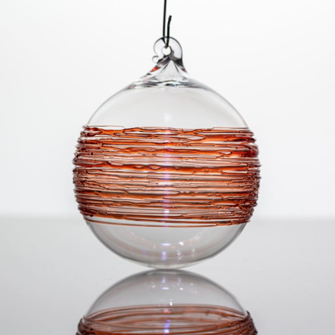 "Red Wrapped Ornament" - Ornaments in red by Albrecht Art Glass