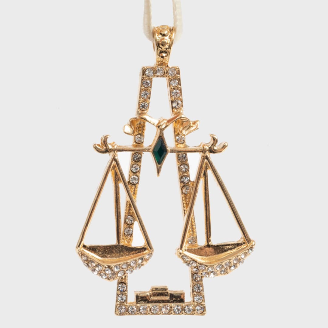 "Libra hanging ornament" - Ornaments in gold by Joanna Buchanan