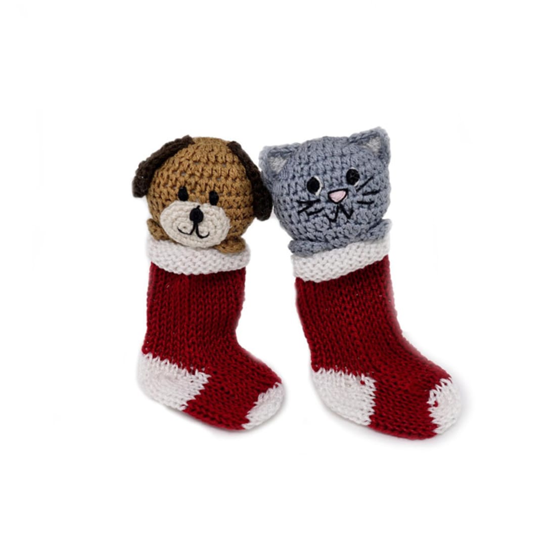 "Crochet Puppy and Kitten Ornaments, set of 2" - Ornaments in multicolor by Melange Collection