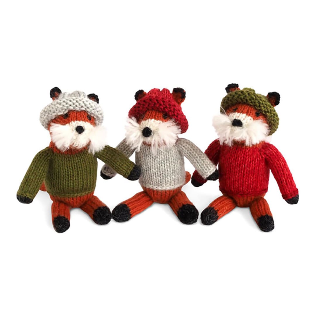 "Fox Ornaments, set of 3" - Ornaments in multicolor by Melange Collection