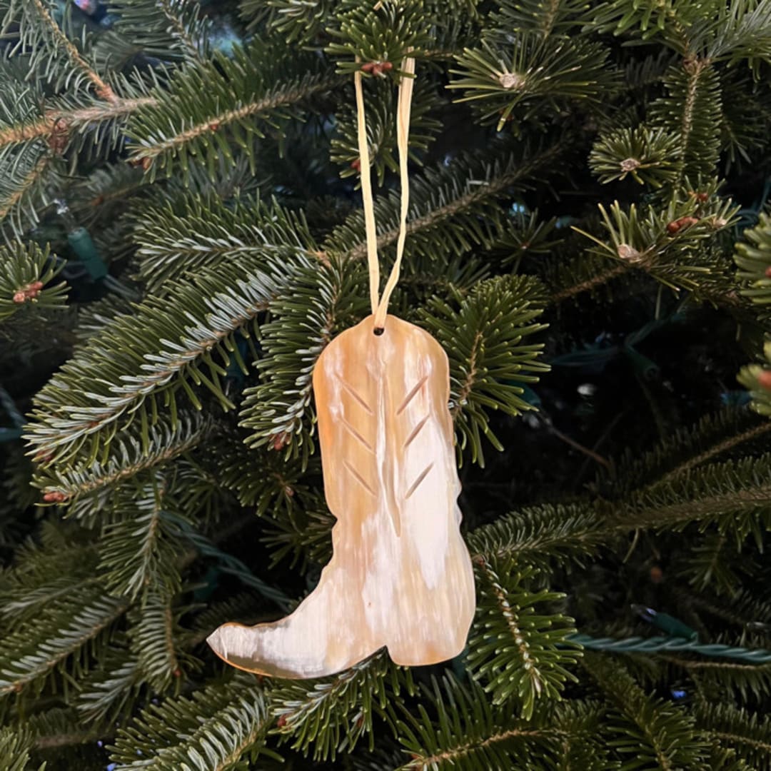 "Sustainable Horn Handcrafted Cowgirl Boot Ornament" - Ornaments in multicolorassorted-colors by Powered By People
