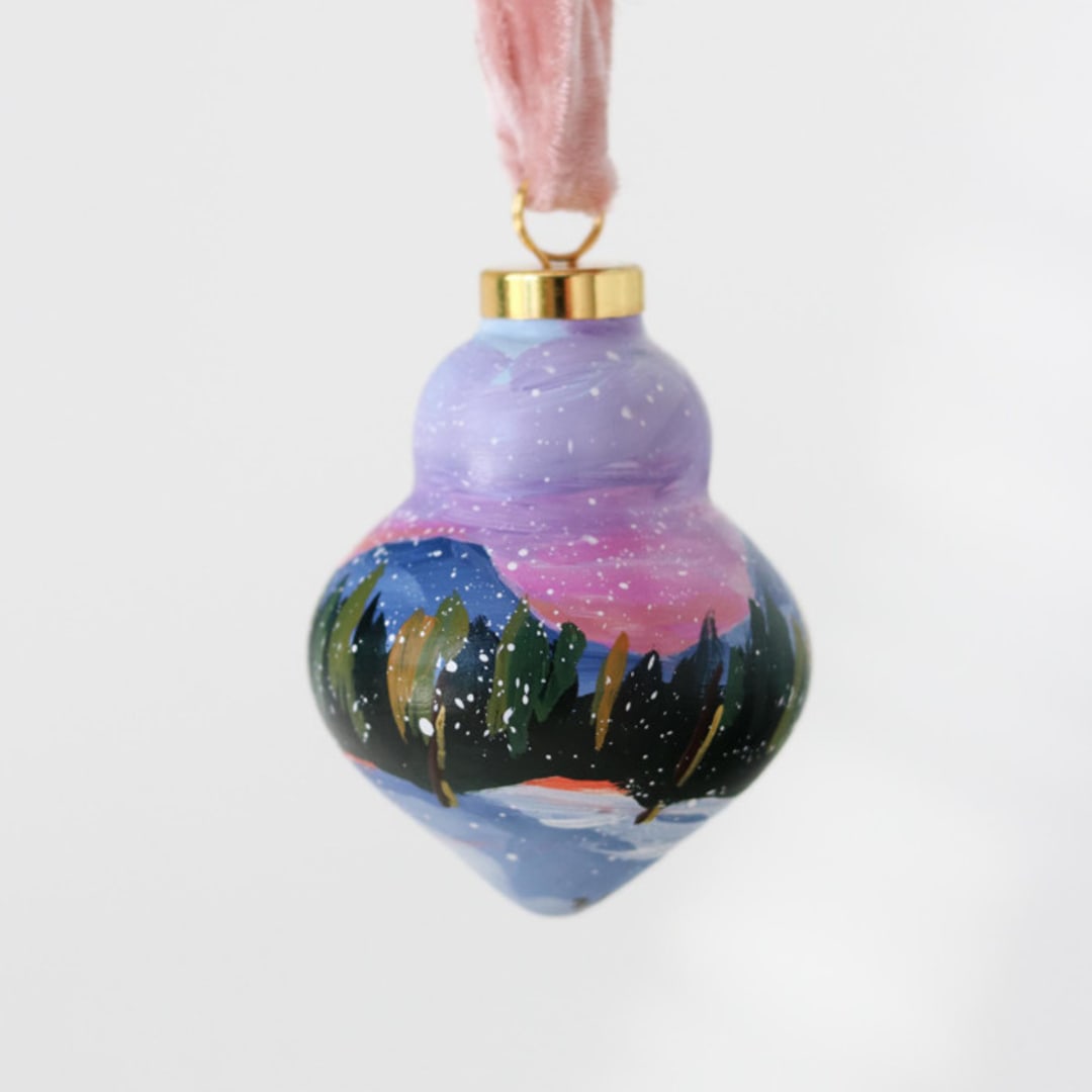 "Snowy Winter Pine Ornament - 15" - Ornaments in multicolor by Weronika Zubek