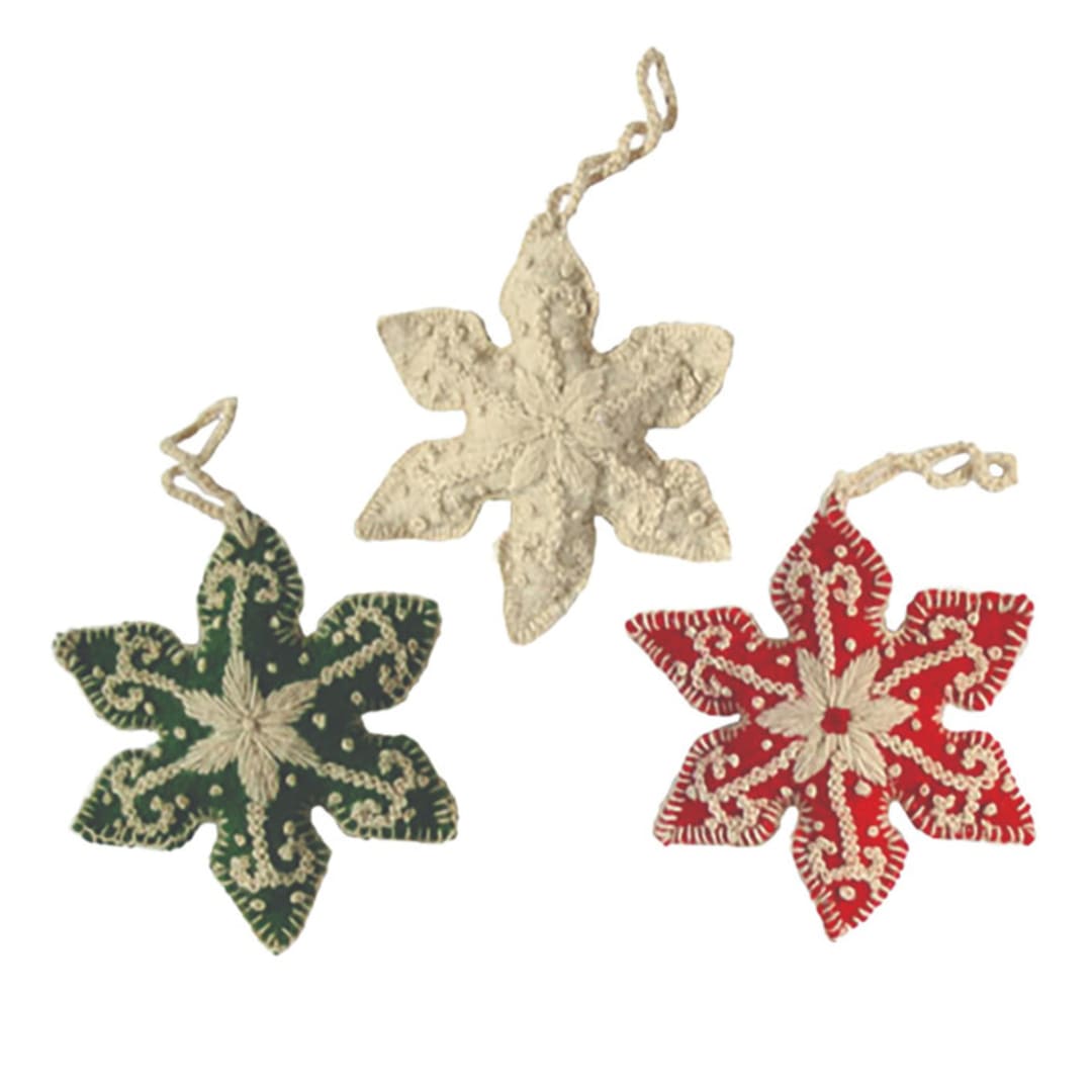 "Snowflake Ornaments, set of 3" - Ornaments in multicolor by Melange Collection