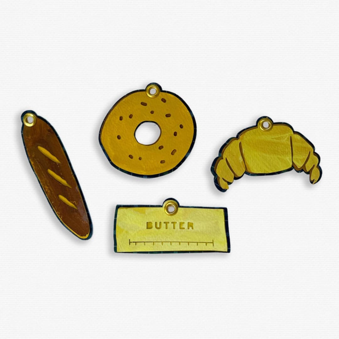 "Paper Cut Out Hand Painted Carb Lover Ornaments - Set of 4" - Ornaments in multicolor by Lottie Aldarwish