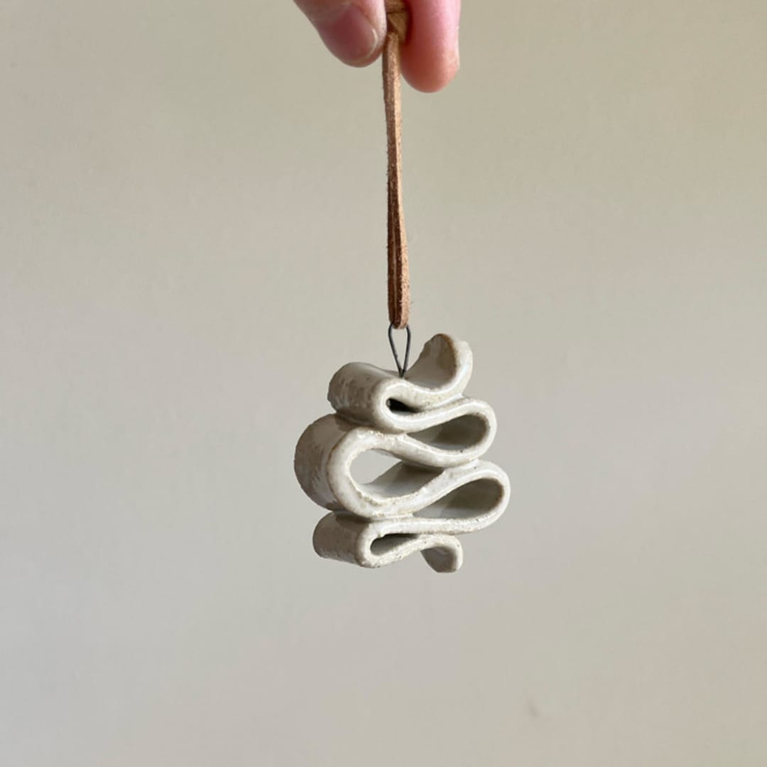 "Ceramic Squiggle Ornment" - Ornaments in white by Sidney Field