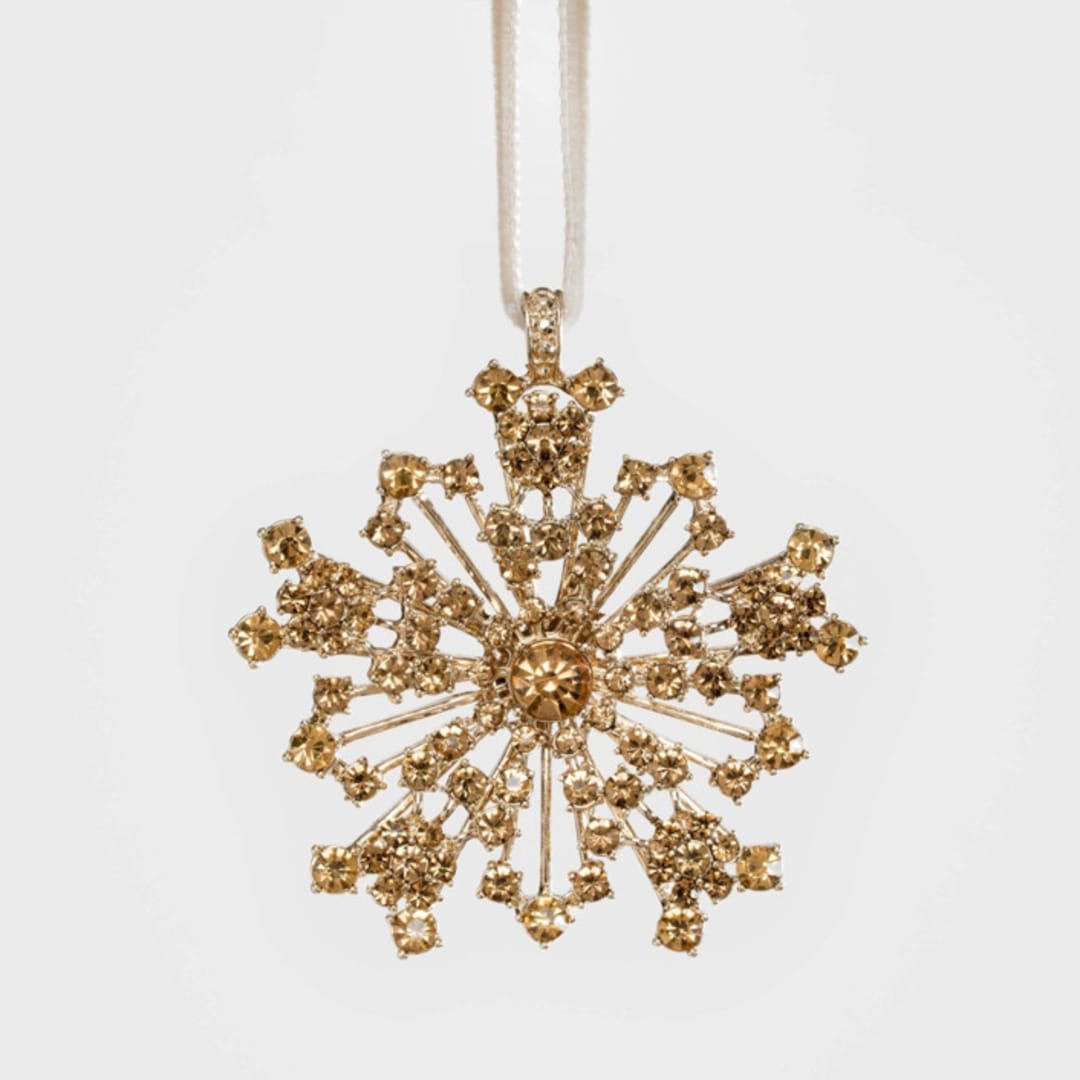"Sparkle snowflake ornament, topaz" - Ornaments in yellow by Joanna Buchanan