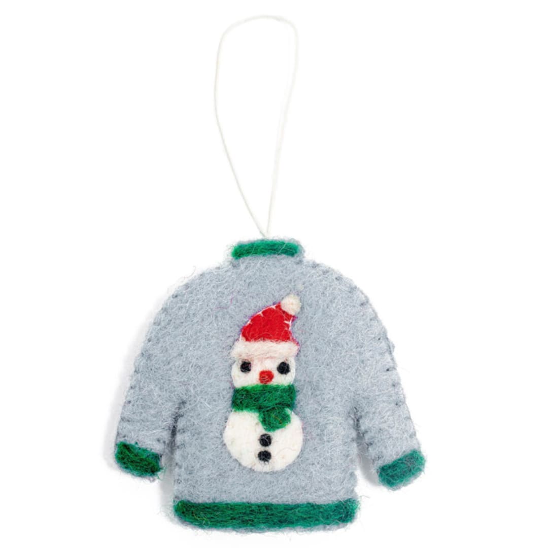 "Cozy Winter Ornaments-Blue Sweater" - Ornaments in blue by Global Goods Partners