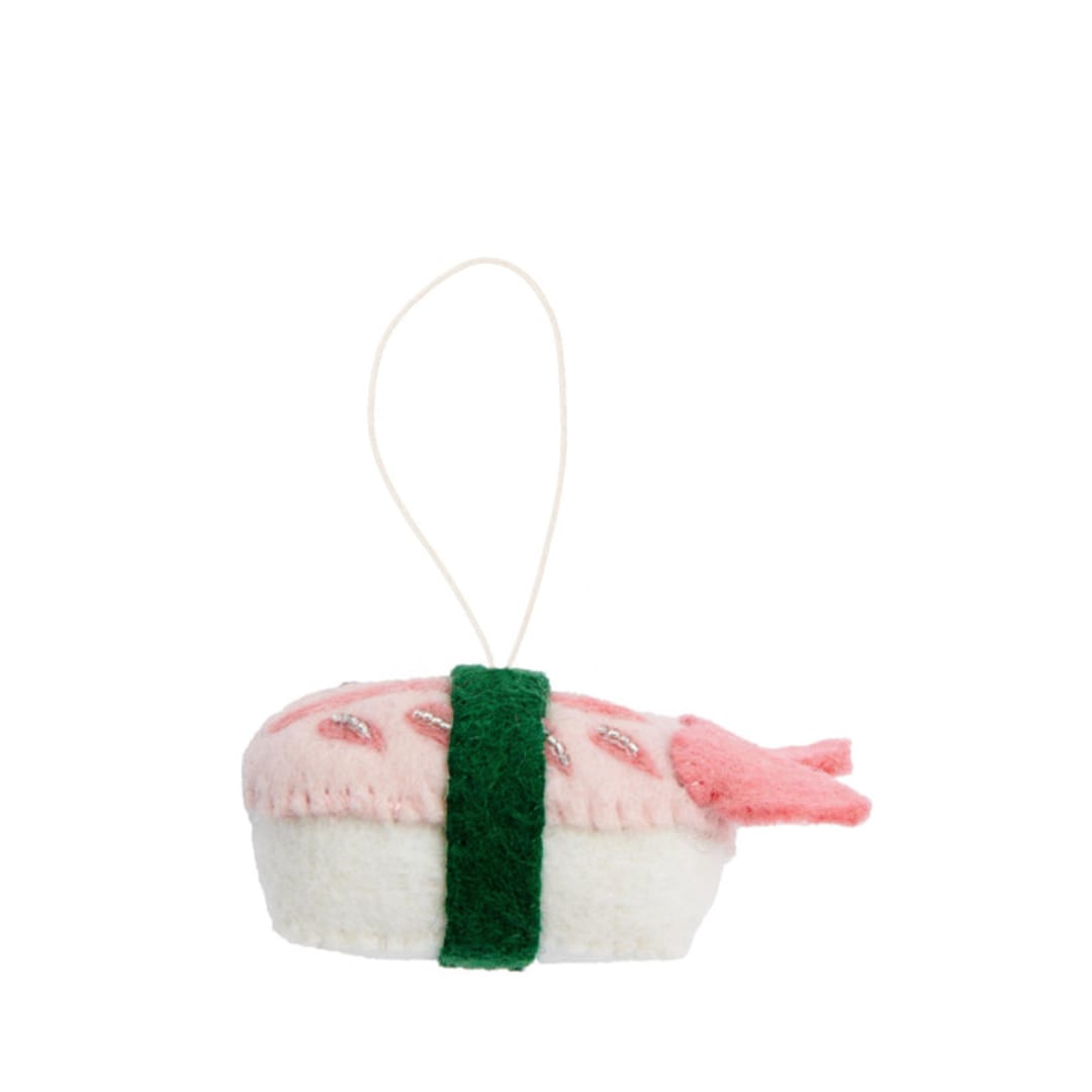 "Felt Sushi Ornaments-Shrimp" - Ornaments in white by Global Goods Partners