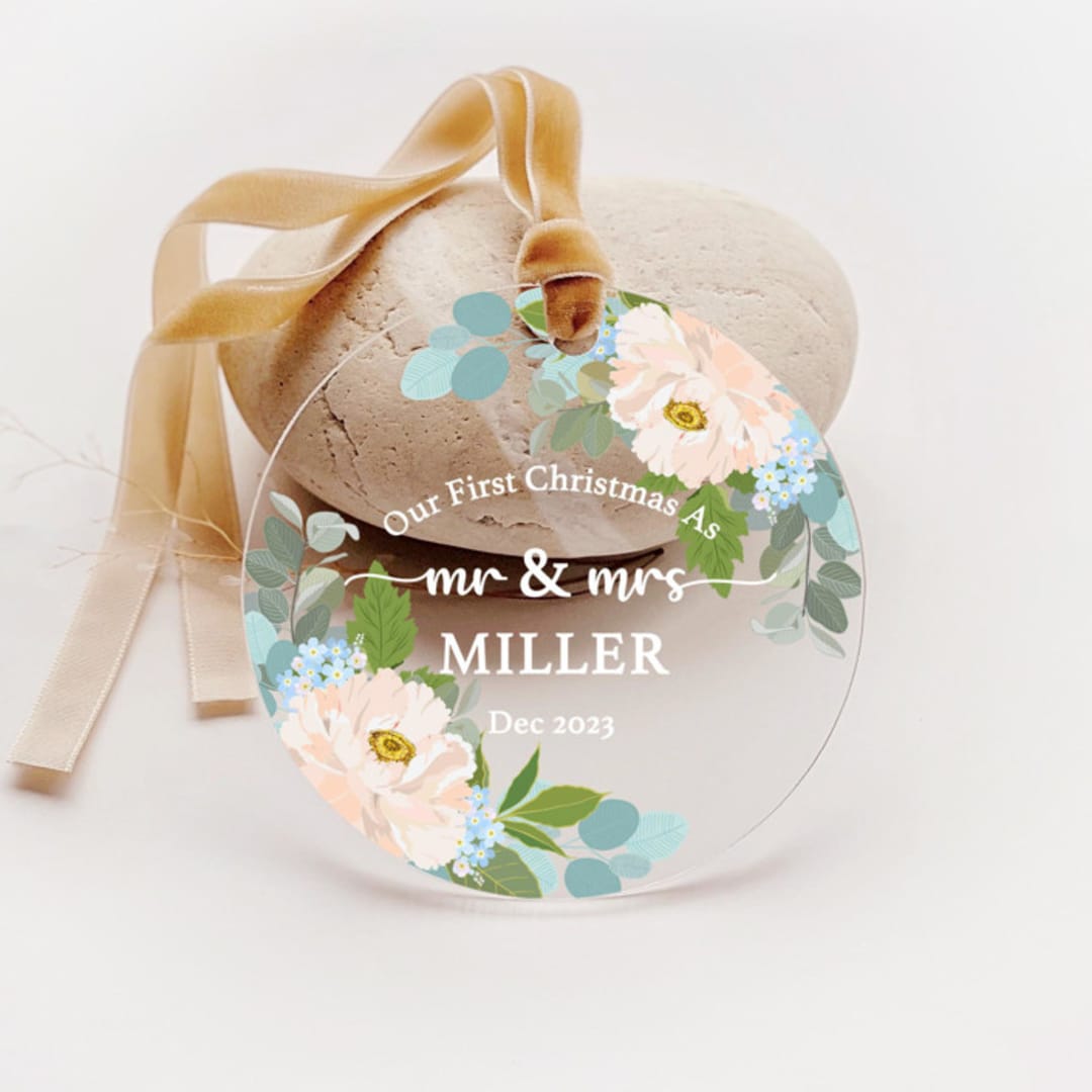 Personalized Acrylic Our First Christmas As Mr And Mrs Ornament, Set of 1