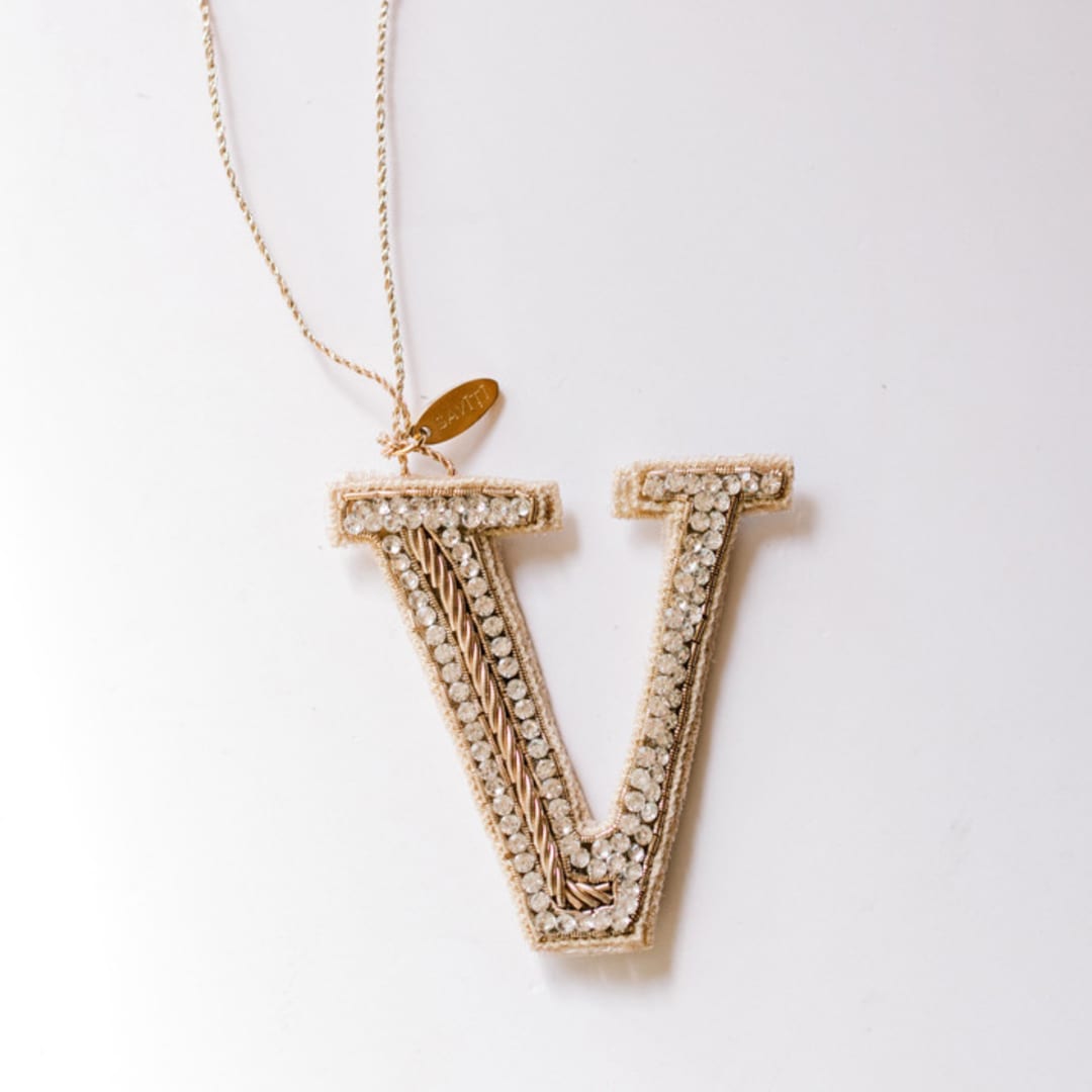 "Personalized Handmade Letter Ornament - Small V" - Ornaments in silver by Courtney Bedi