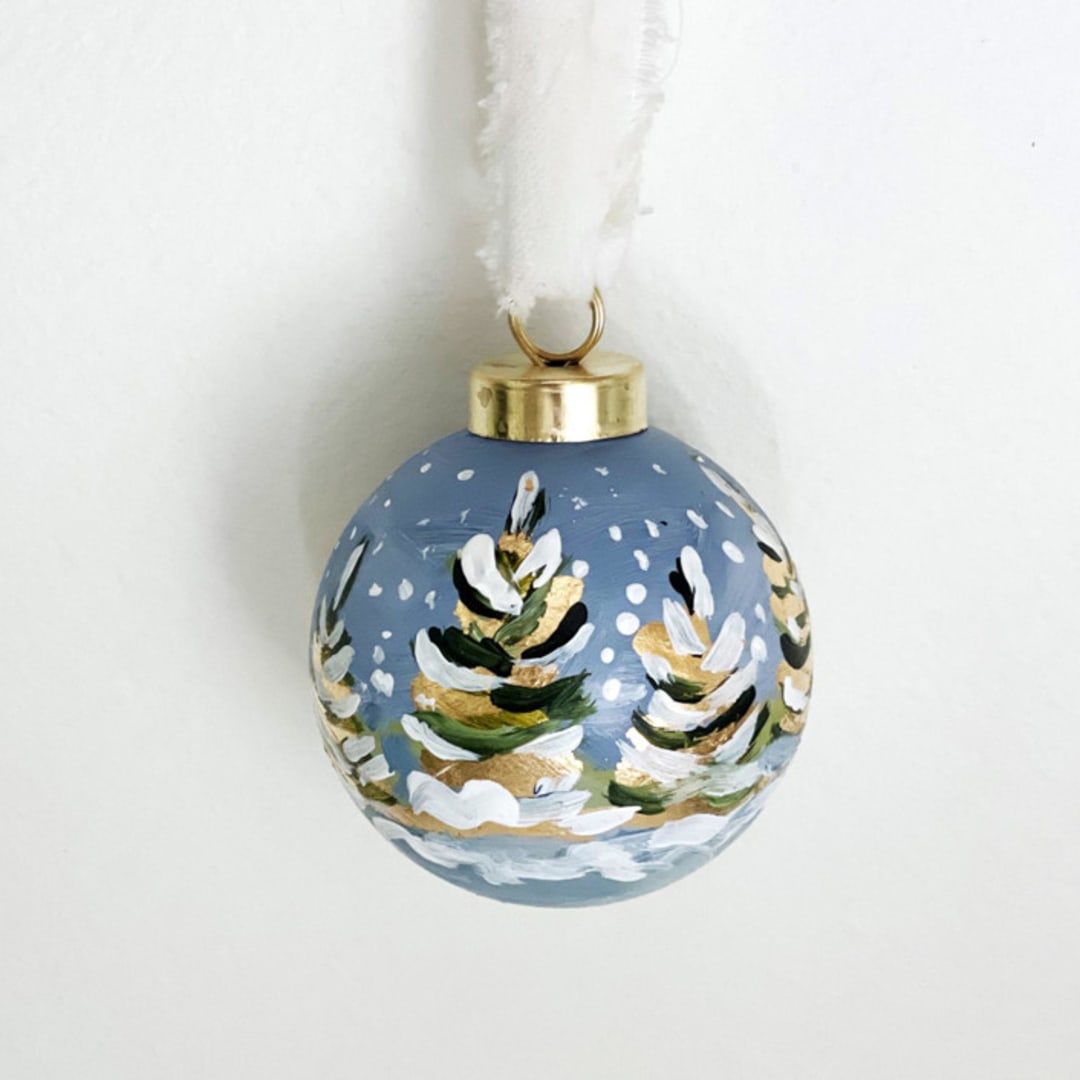 "Peace Within Gold Foil Christmas Ornament" - Ornaments in blue by Johanne Dziemian