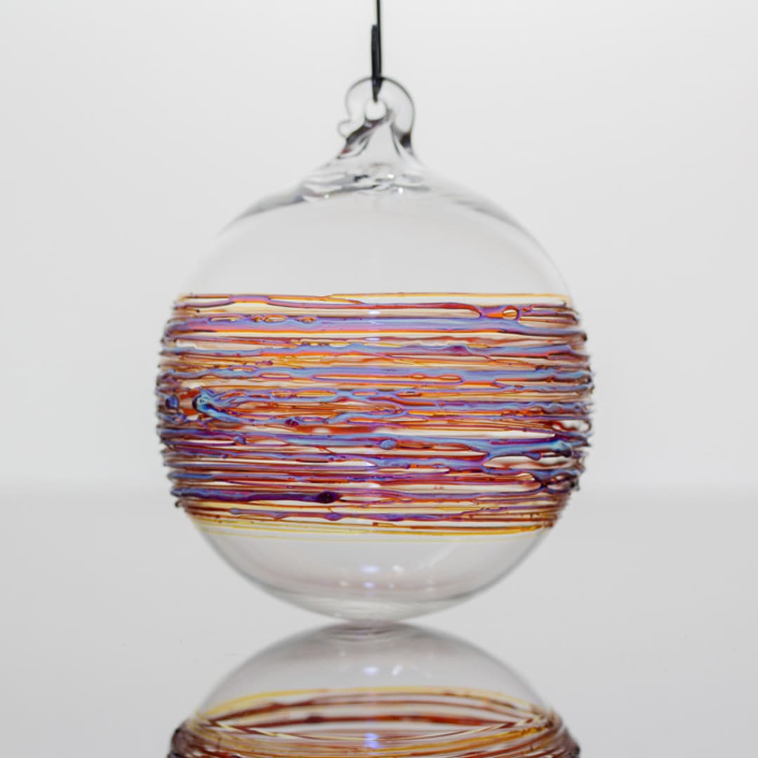 "Amber Purple Wrapped Ornament" - Ornaments in purple by Albrecht Art Glass