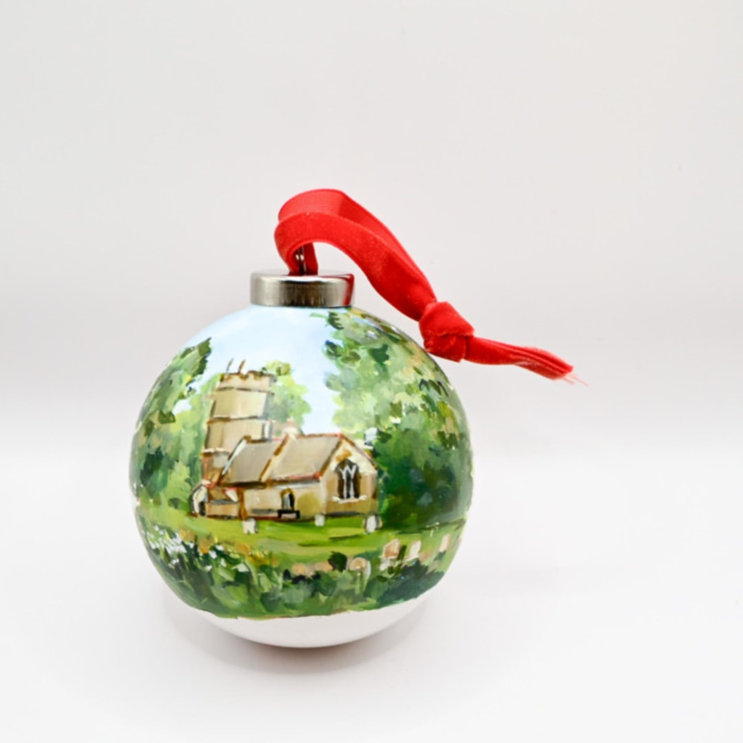 "Custom Hand-Painted Wedding Ornament" - Ornaments in white by Arohika Verma
