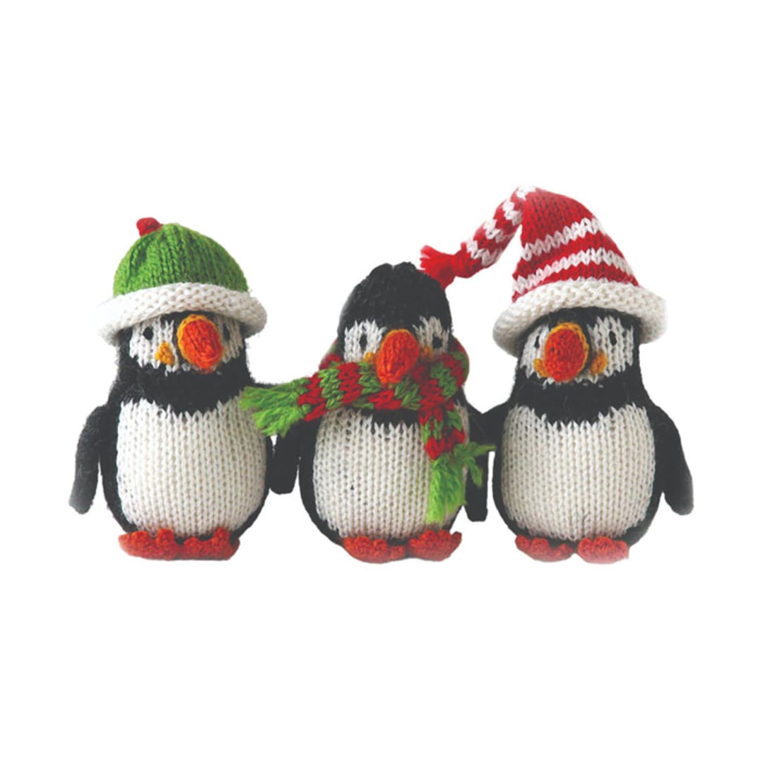 "Puffin Ornaments, set of 3" - Ornaments in multicolor by Melange Collection