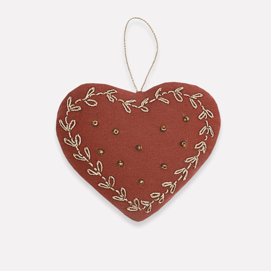 "Cotton Heart Ornament" - Ornaments in red by Anchal