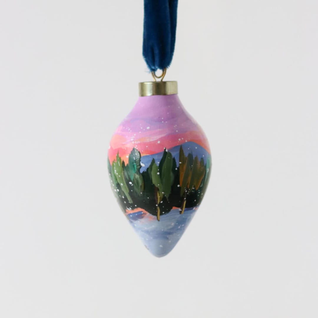 "Snowy Winter Pine Ornament - 16" - Ornaments in multicolor by Weronika Zubek