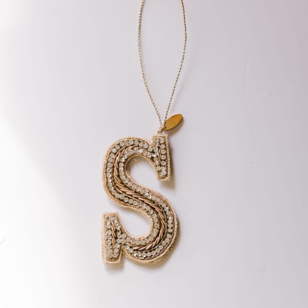 "Personalized Handmade Letter Ornament - Small S" - Ornaments in silver by Courtney Bedi