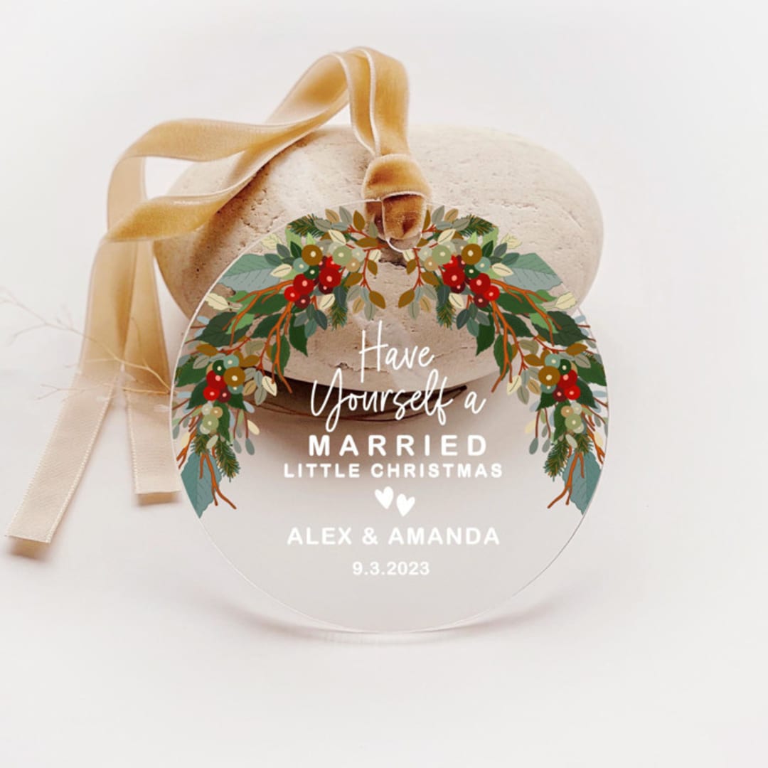 "Personalized Acrylic Have Yourself A Married Christmas Ornament, Set of 1" - Ornaments in multicolor by Iveta Abolina
