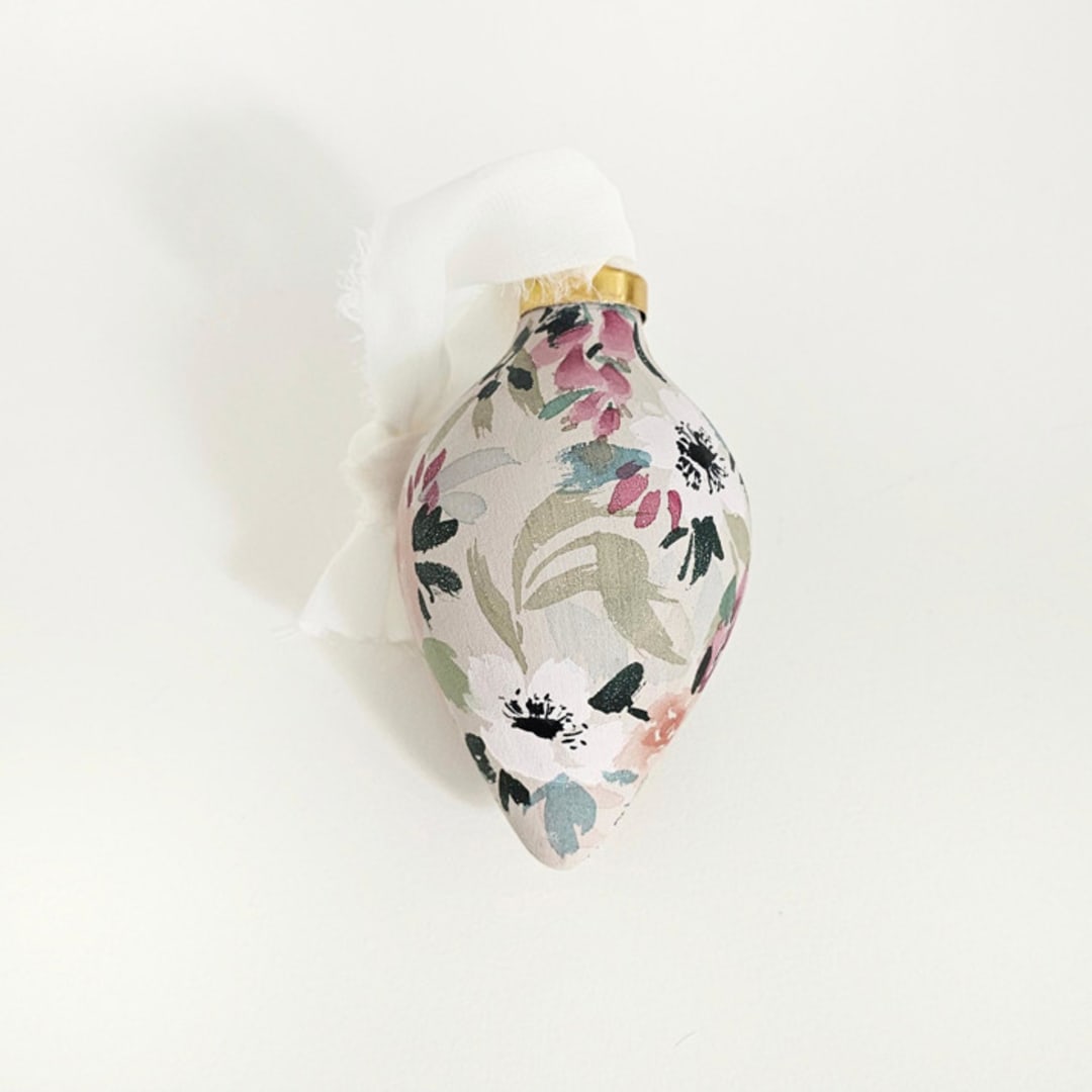 "Taupe Floral Botanical Ornament" - Ornaments in brown by Kate Nelson