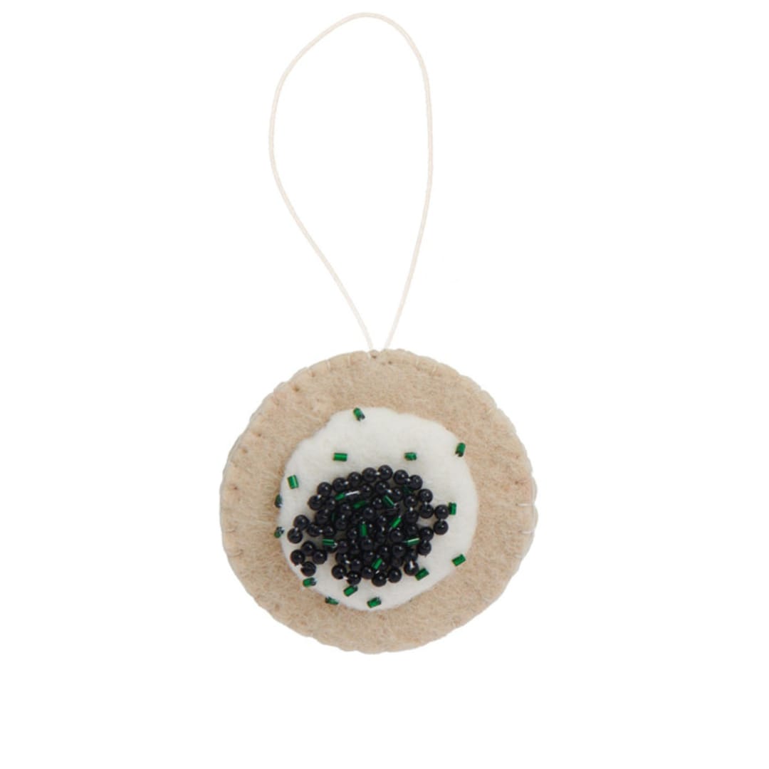 "Felt Caviar Blini Ornament" - Ornaments in white by Global Goods Partners