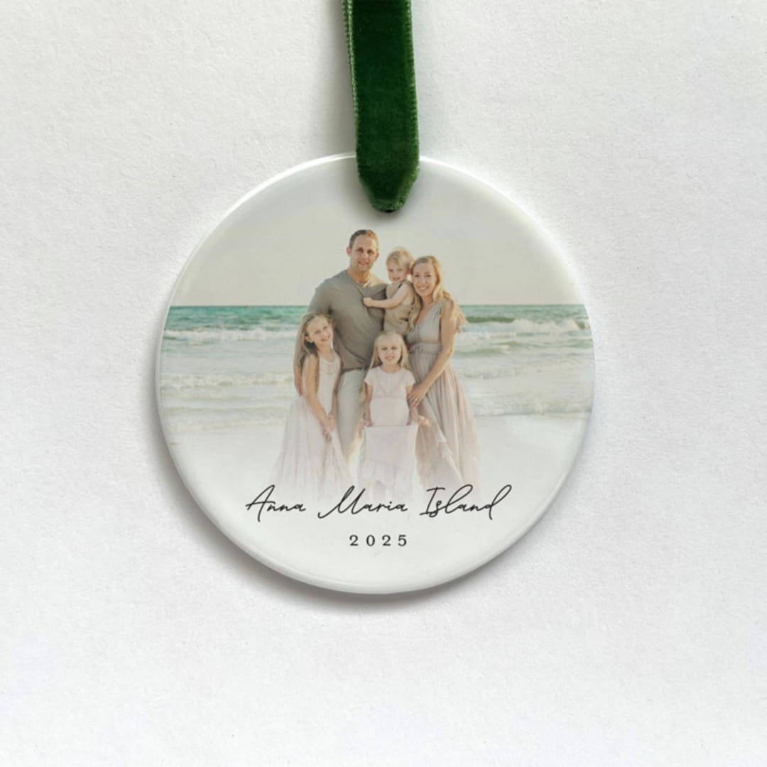 "Personalized Vacation Photo Ornament" - Ornaments in white by Holly Whitcomb