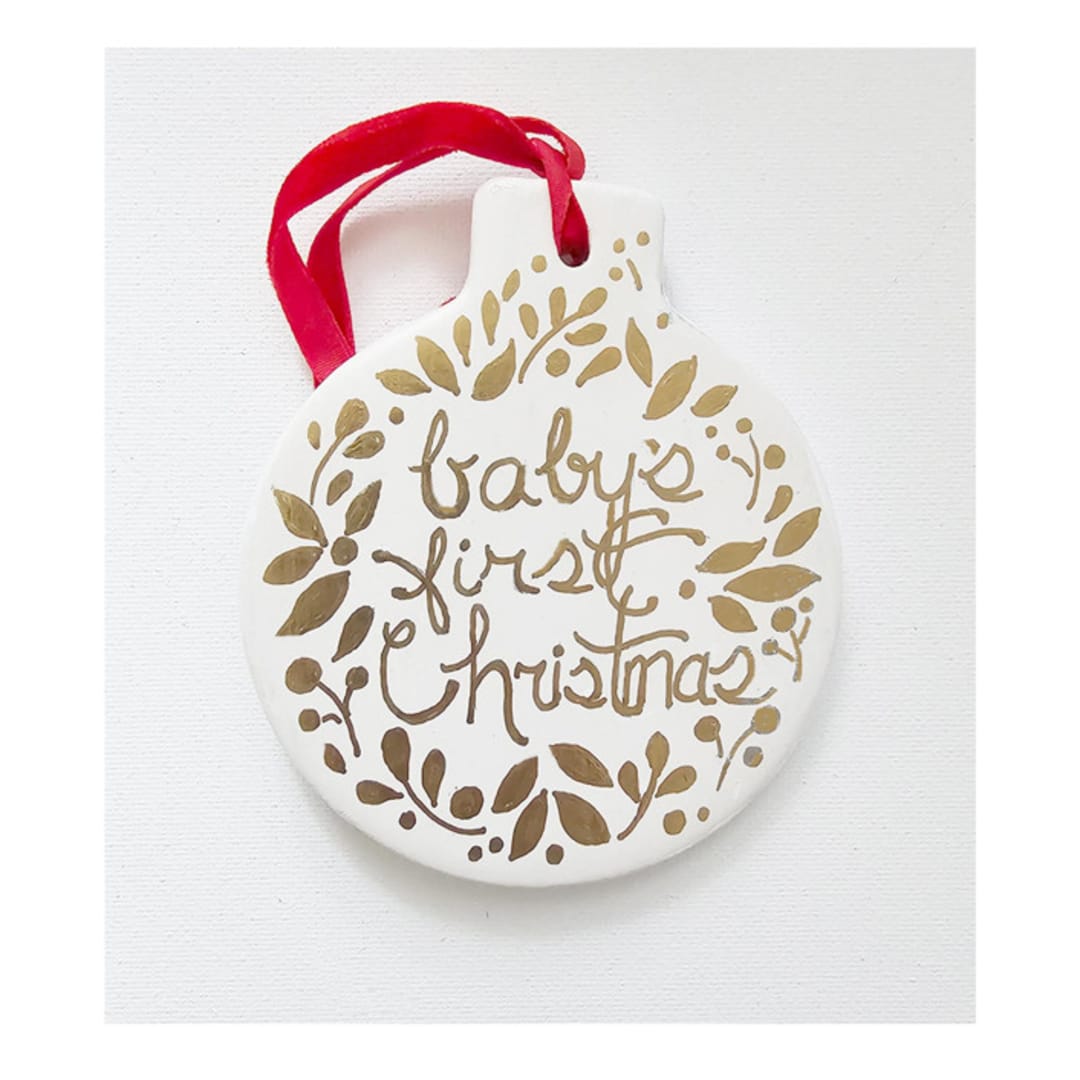 Personalized Baby's 1st Christmas White or Red Ceramic Ornament