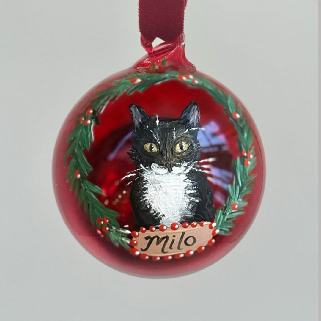 "Hand-Painted Pet Ornament" - Ornaments in multicolor by Ashley Myers