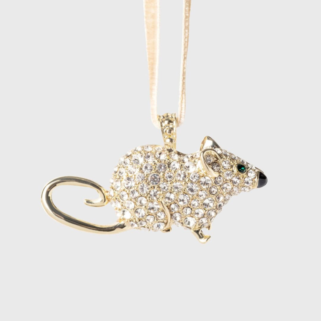 "Fieldmouse hanging ornament" - Ornaments in gold by Joanna Buchanan