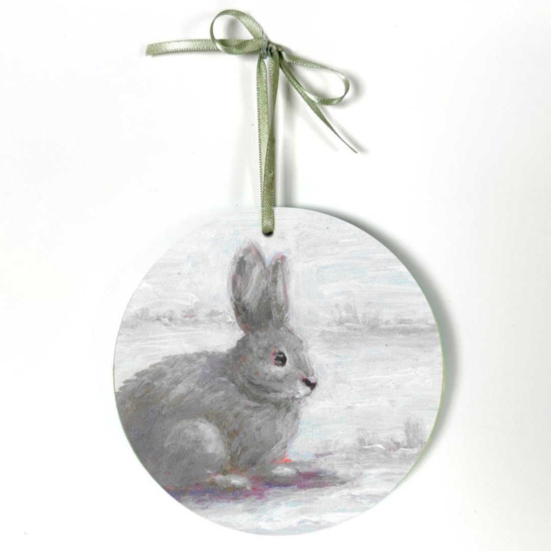 "Snow Bunny, Decoupage Ornament" - Ornaments in multicolorassorted-colors by Carol C. Young